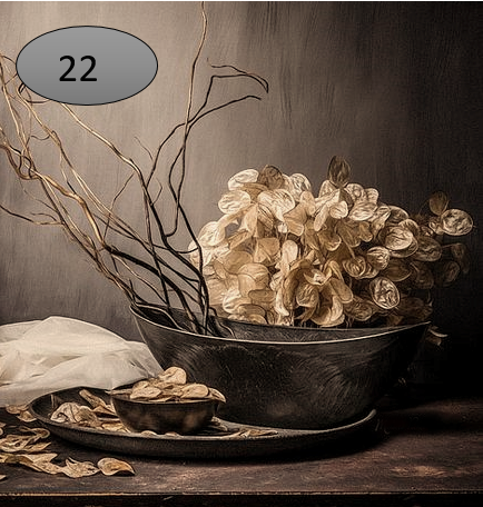 Viltje nr. 22 Schaal met gedroogde Hortensia