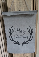 Wandhanger kerst Merry Christmas met gewei