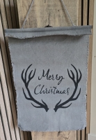 Kalkdoek kerst Merry Christmas met gewei