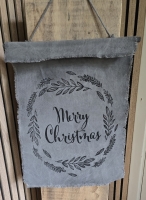 Kalkdoek kerst Merry Christmas in krans